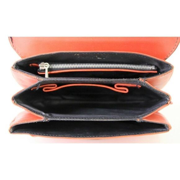 VINTAGE LAMPROM SALMON RED GENUINE LEATHER POCKETBOOK CLUTCH PURSE HANDBAG - Picture 7 of 8